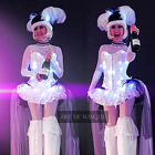 White Champagne Showgirls Illuminated Stilt Walkers